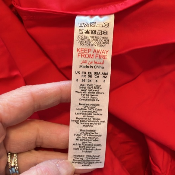 NWT Karen Millen Cotton top stitch Strappy maxi DRESS raspberry red Sz 4 - Picture 11 of 11